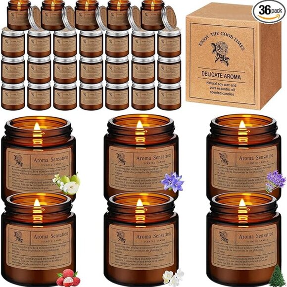 36 Pcs Christmas Candles Bulk Candles for Home Scented Candles Gift Set - Picture 1 of 6